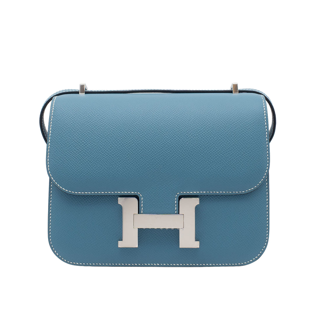HERMES エルメス コンスタンスミニ ニューブルージーン エプソン シルバー金具 K刻印
