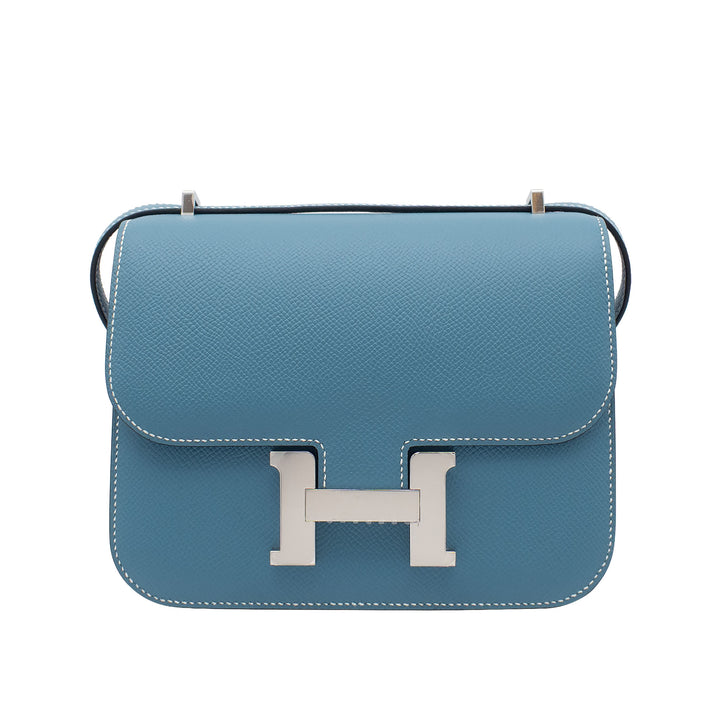 HERMES エルメス コンスタンスミニ ニューブルージーン エプソン シルバー金具 K刻印