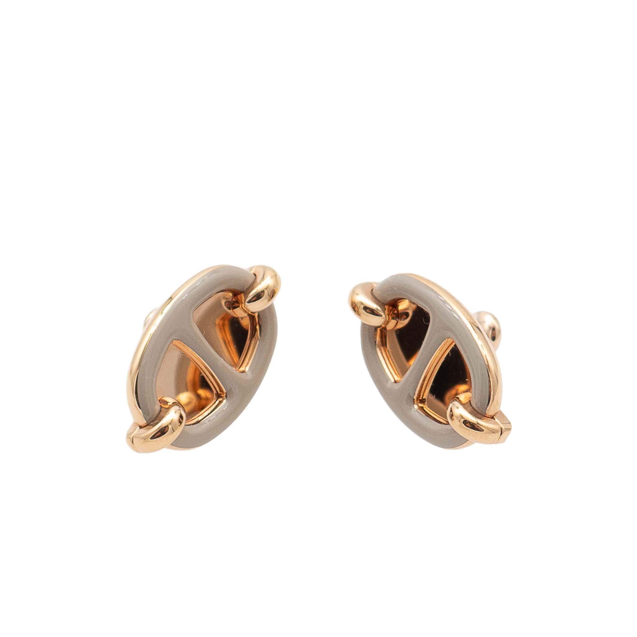 HERMES エルメス ピアス ミニ・マイヨン マロン・グラッセ ピンク