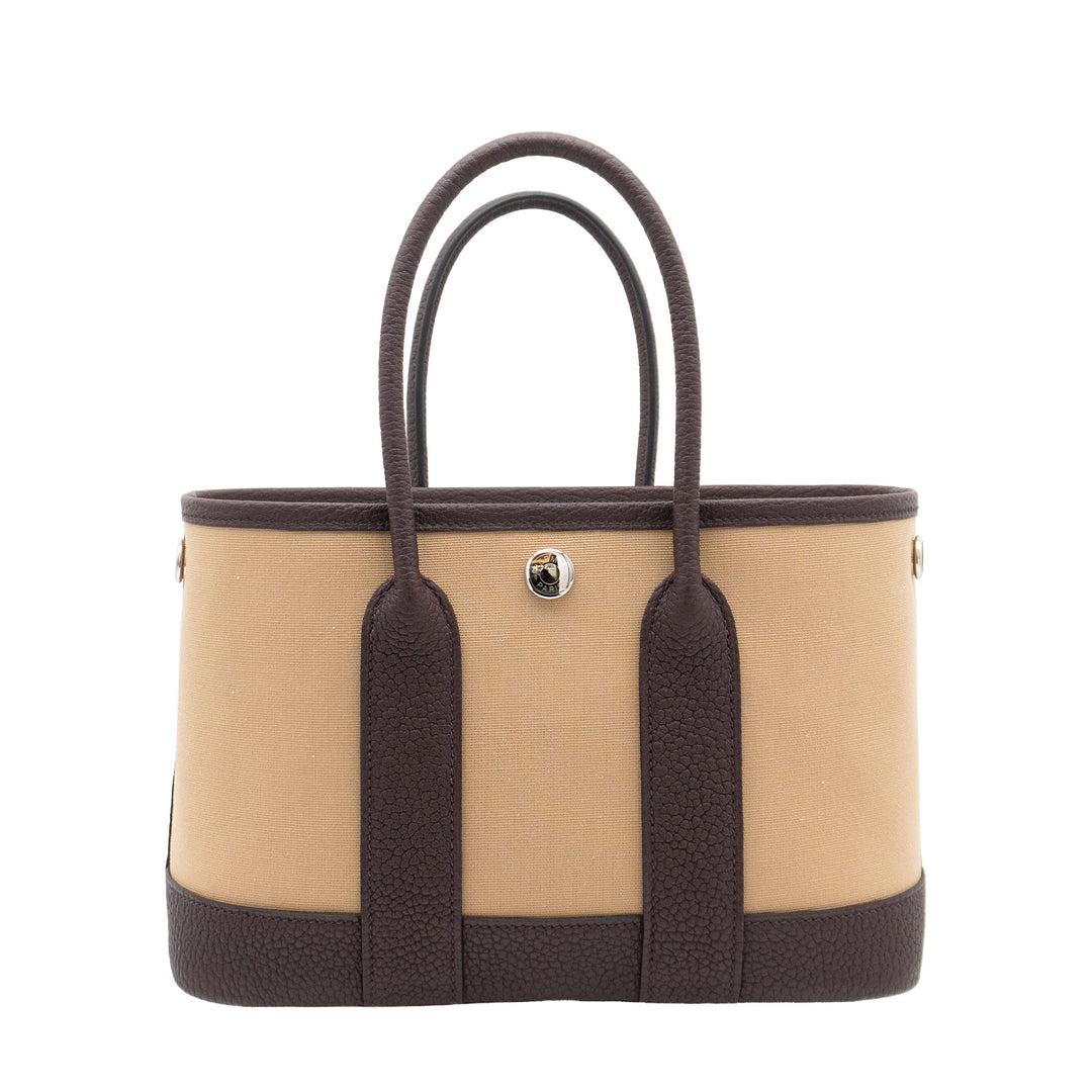 HERMES エルメス ガーデンパーティ ネオ カーキ/ルージュセリエ トワル/ネゴンダ シルバー金具 G刻印