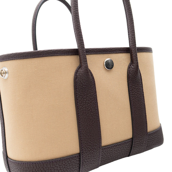 HERMES エルメス ガーデンパーティ ネオ カーキ/ルージュセリエ トワル/ネゴンダ シルバー金具 G刻印