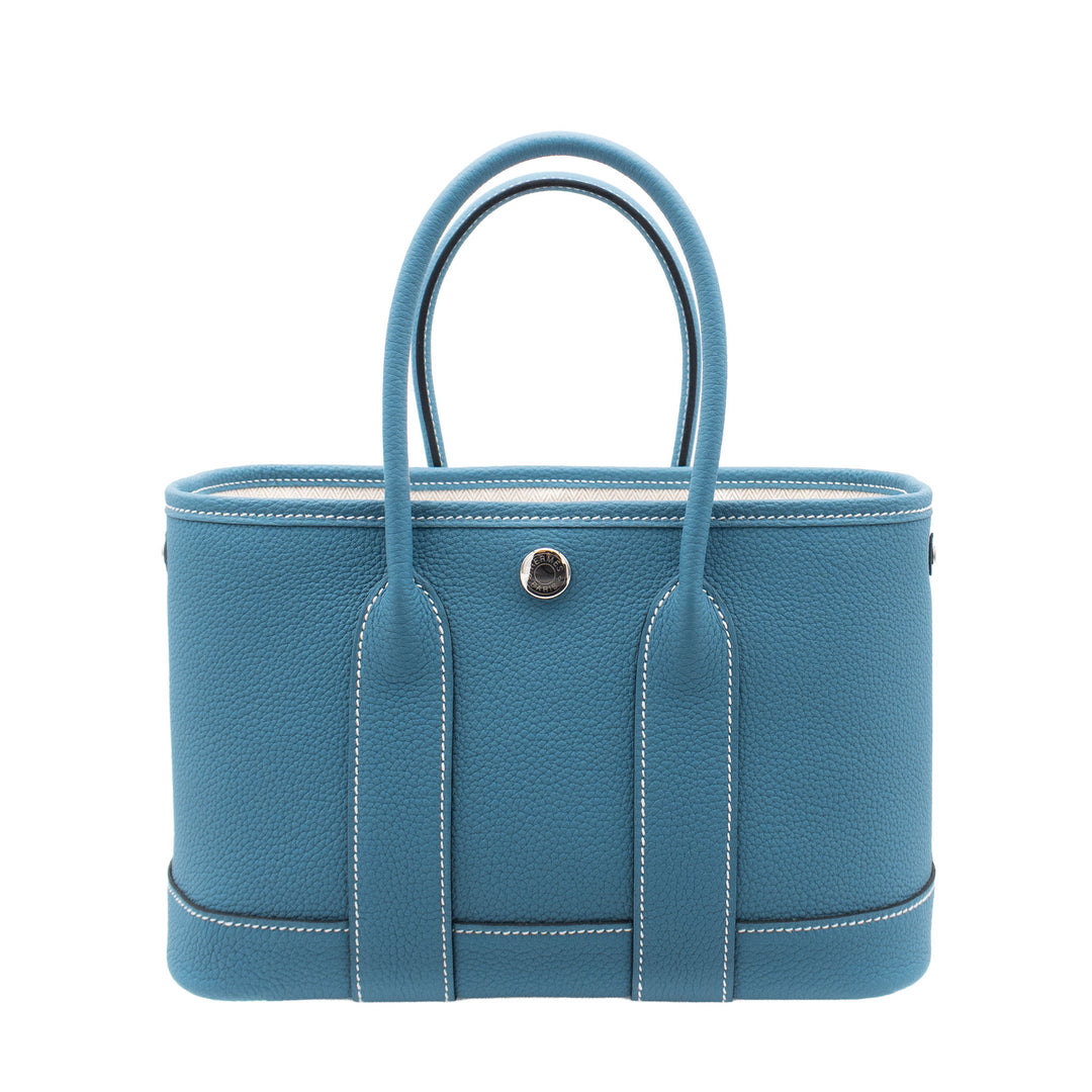 HERMES エルメス ガーデンパーティ ネオ ニューブルージン トゴ シルバー金具 G刻印