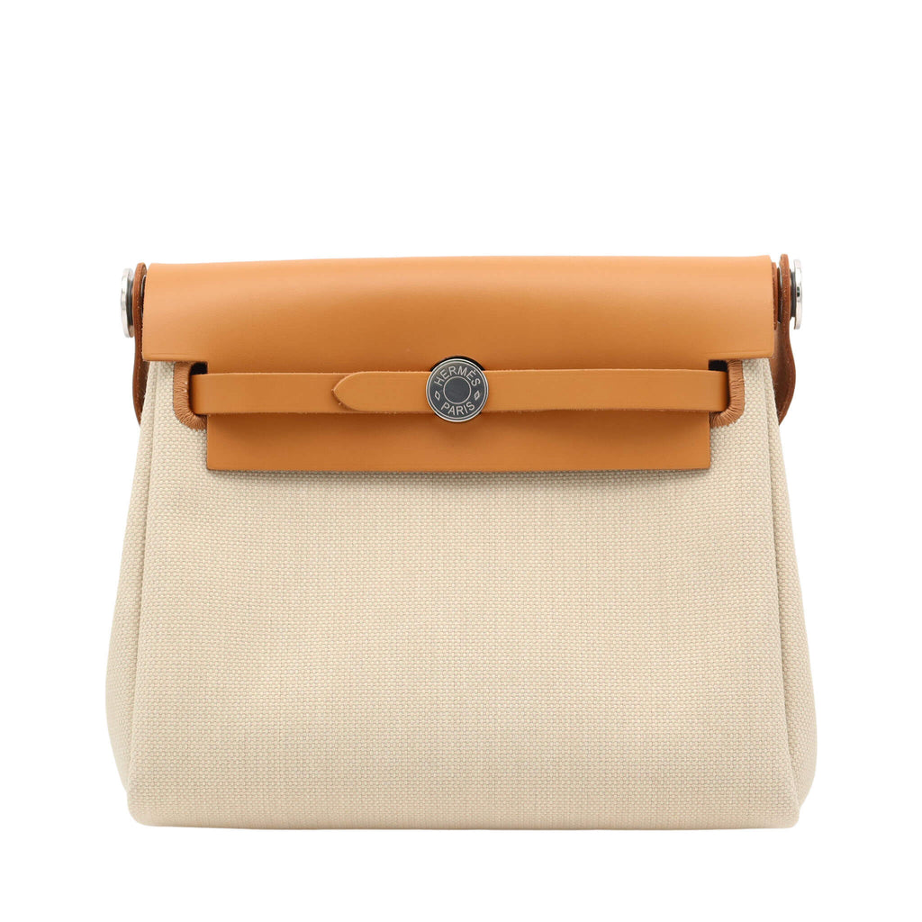 エルメス エールバッグジップ 20 ミニ トワルミリタリー ヴァッシュハンター Natural Sable ナチュラルサブレ Beton ベトン ベージュ グレー バイカラー K刻印 ショルダーバッグ 斜め掛け キャンバス レザー シルバー金具 箱付 HERMES（新品・未使用品） エールバッグ ジップ ミニ ナチュラルサブレ ヴァッシュハンター