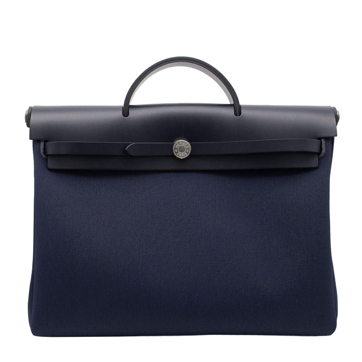 HERMES エルメス エールバッグ メッセンジャー 39 ブルーマリン/ブルーインディゴ トワル/ヴァッシュハンター シルバー金具 G刻印 - GINZA CELIA
