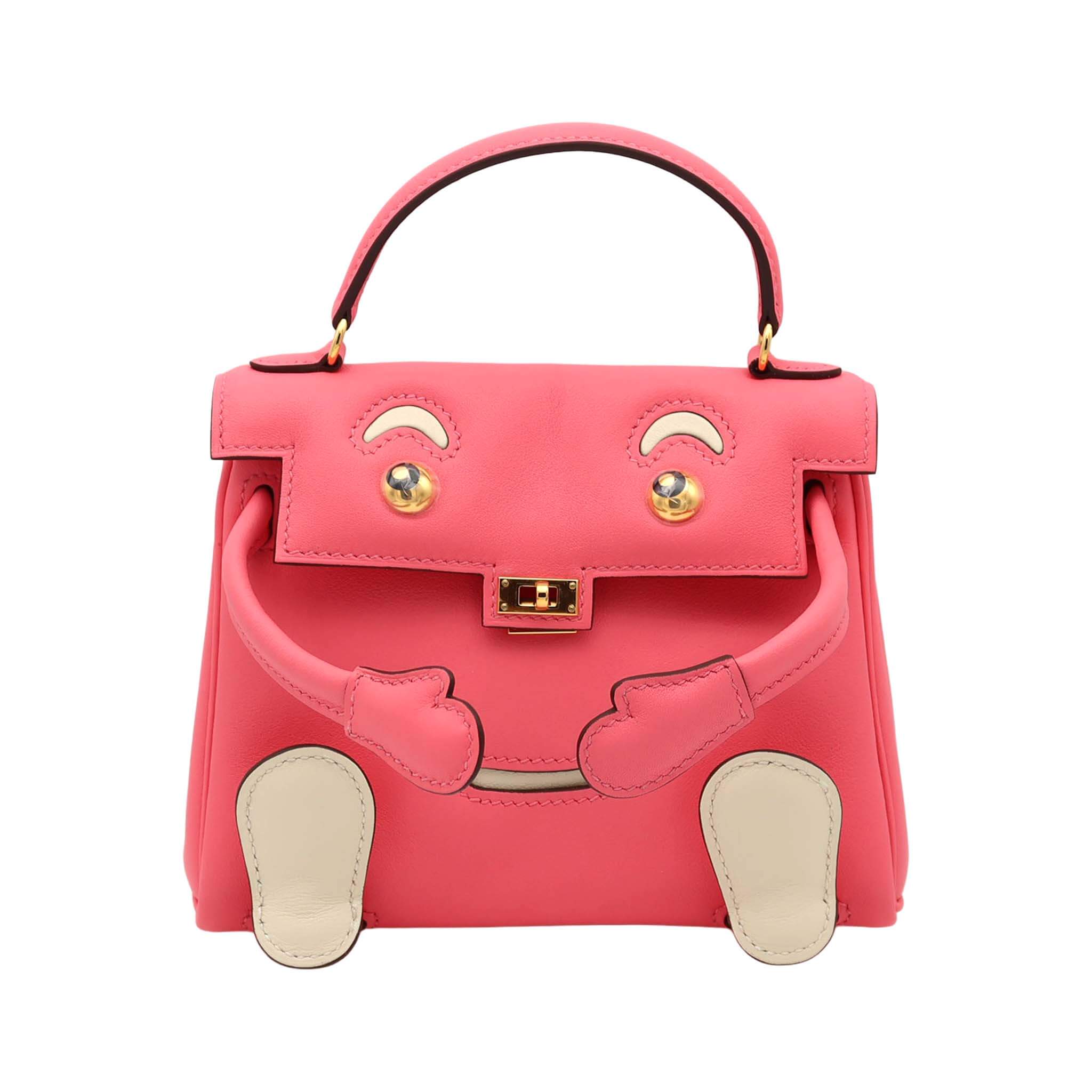 HERMES Kelly doll SPO Rose Azalée Craie Swift Gold Hardware C