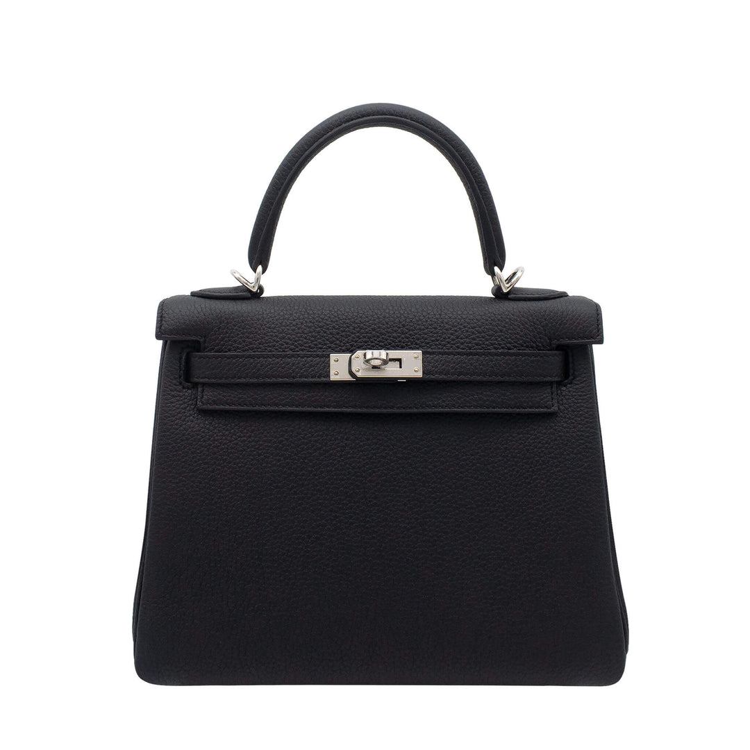 HERMÈS 愛馬仕 Kelly25 黑色 Togo皮 銀釦 G刻