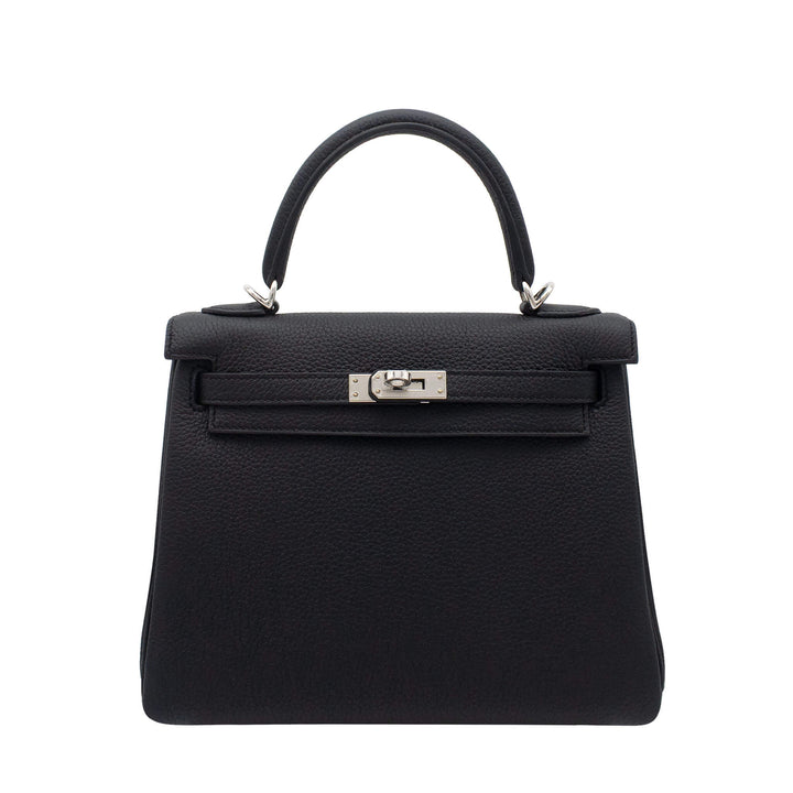 HERMÈS 愛馬仕 Kelly25 黑色 Togo皮 銀釦 G刻