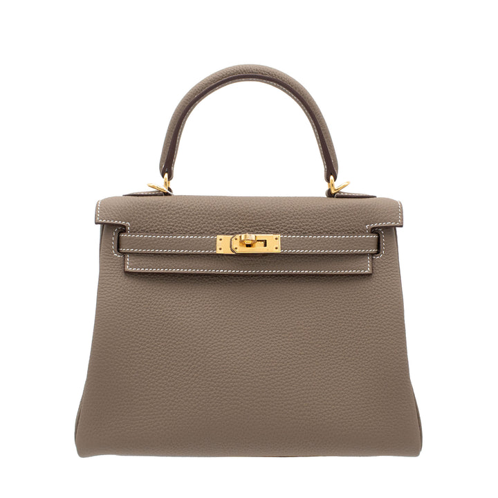 Hermès Kelly 25 Etoupe Togo Gold Hardware (GHW) Stempel K