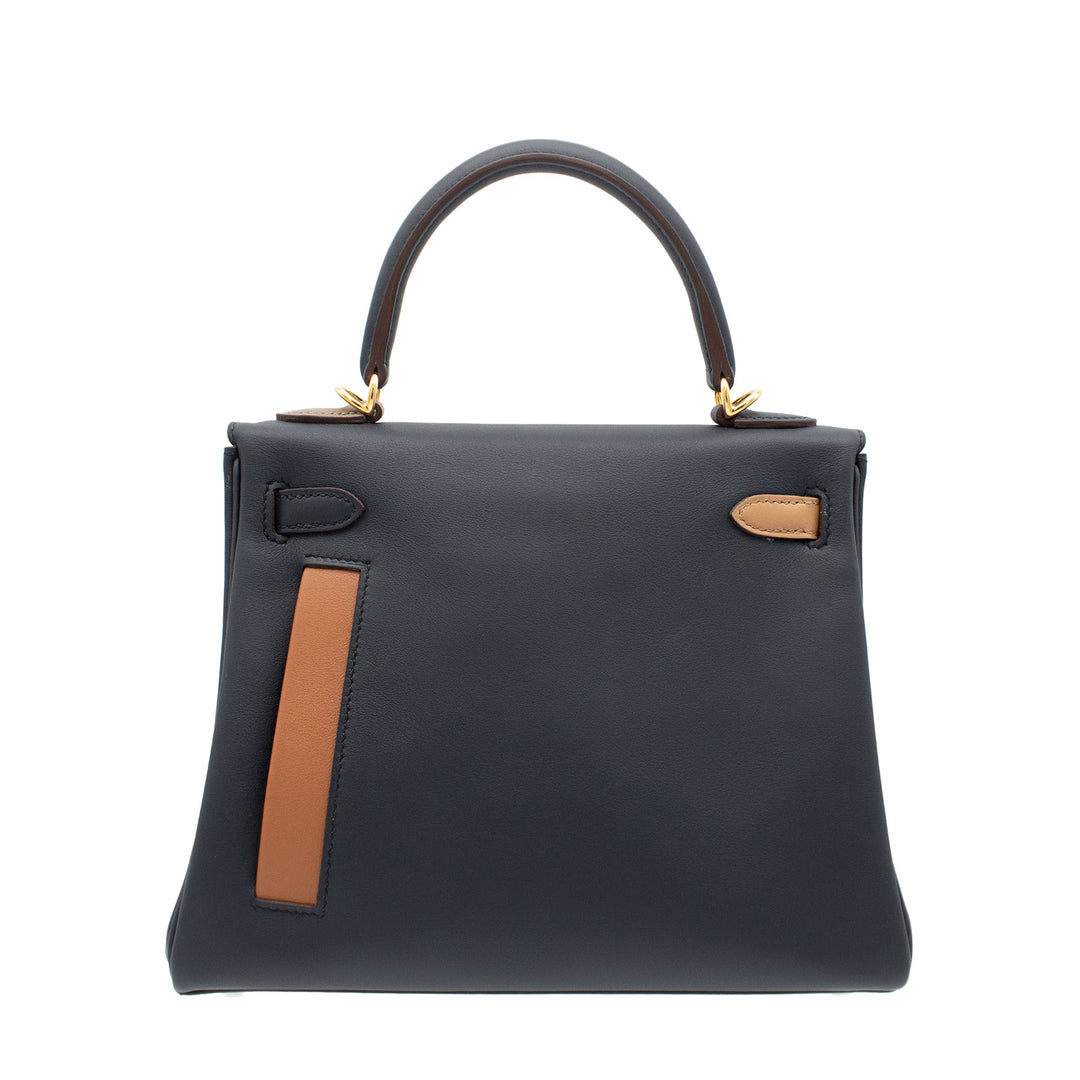HERMÈS Kelly 25 Colormatic Bleu Nuit/Bleu Marine/Black/Etoupe/Chai/Gold Swift GHW Stamp U