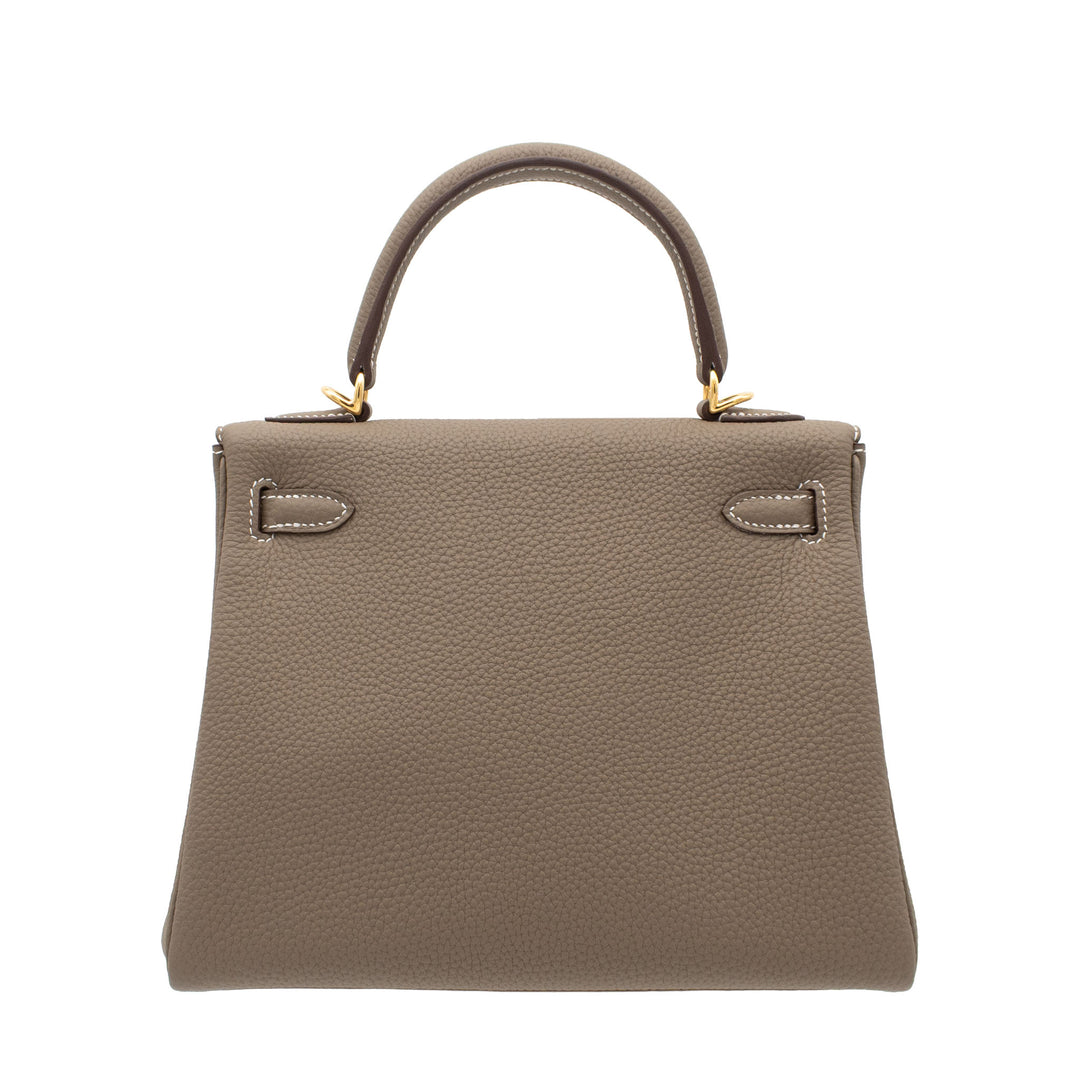 Hermès Kelly 25 Etoupe Togo Gold Hardware (GHW) Stempel K
