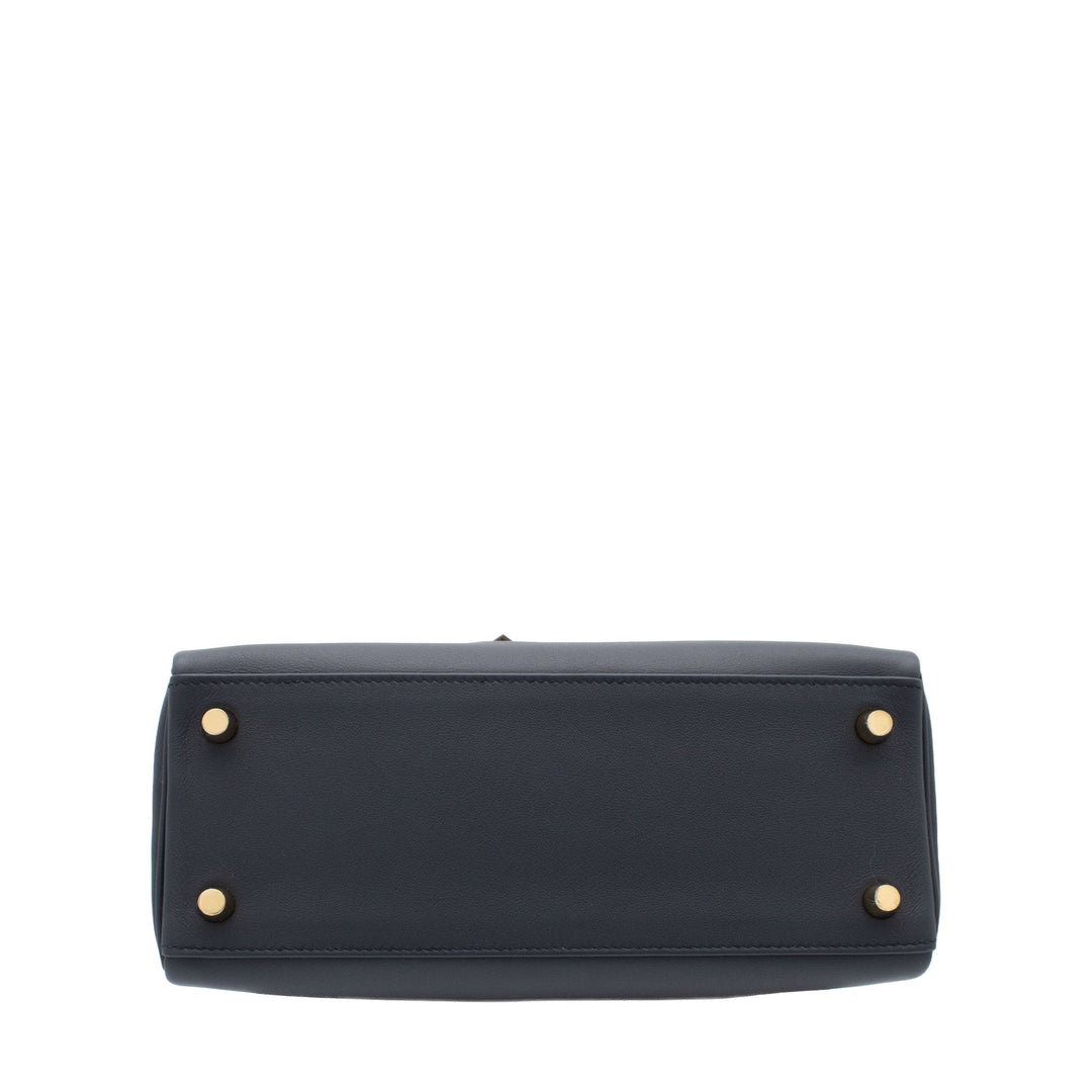 HERMÈS Kelly 25 Colormatic Bleu Nuit/Bleu Marine/Black/Etoupe/Chai/Gold Swift GHW Stamp U