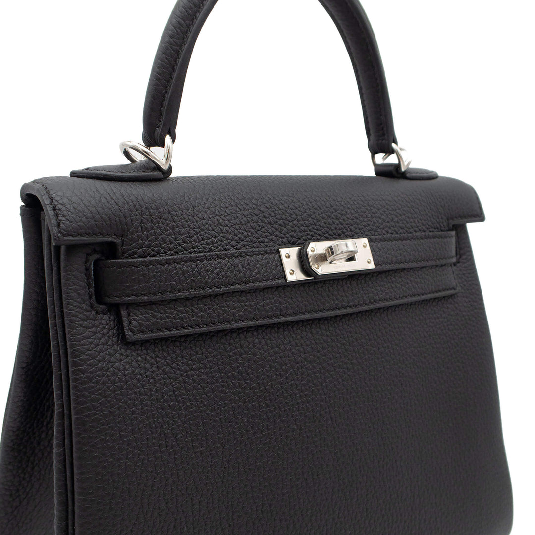 HERMÈS 愛馬仕 Kelly25 黑色 Togo皮 銀釦 G刻