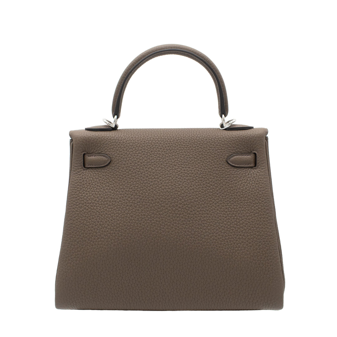 HERMÈS Kelly 25 Taupe Togo Palladium Hardware (PHW) Stamp G