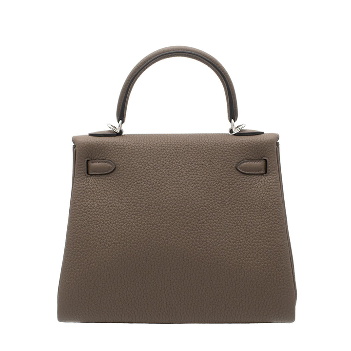 HERMÈS Kelly 25 Taupe Togo Palladium Hardware (PHW) Stamp G