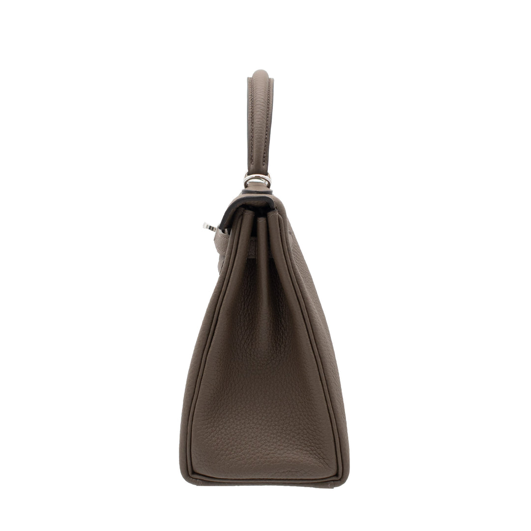 HERMÈS Kelly 25 Taupe Togo Palladium Hardware (PHW) Stamp G