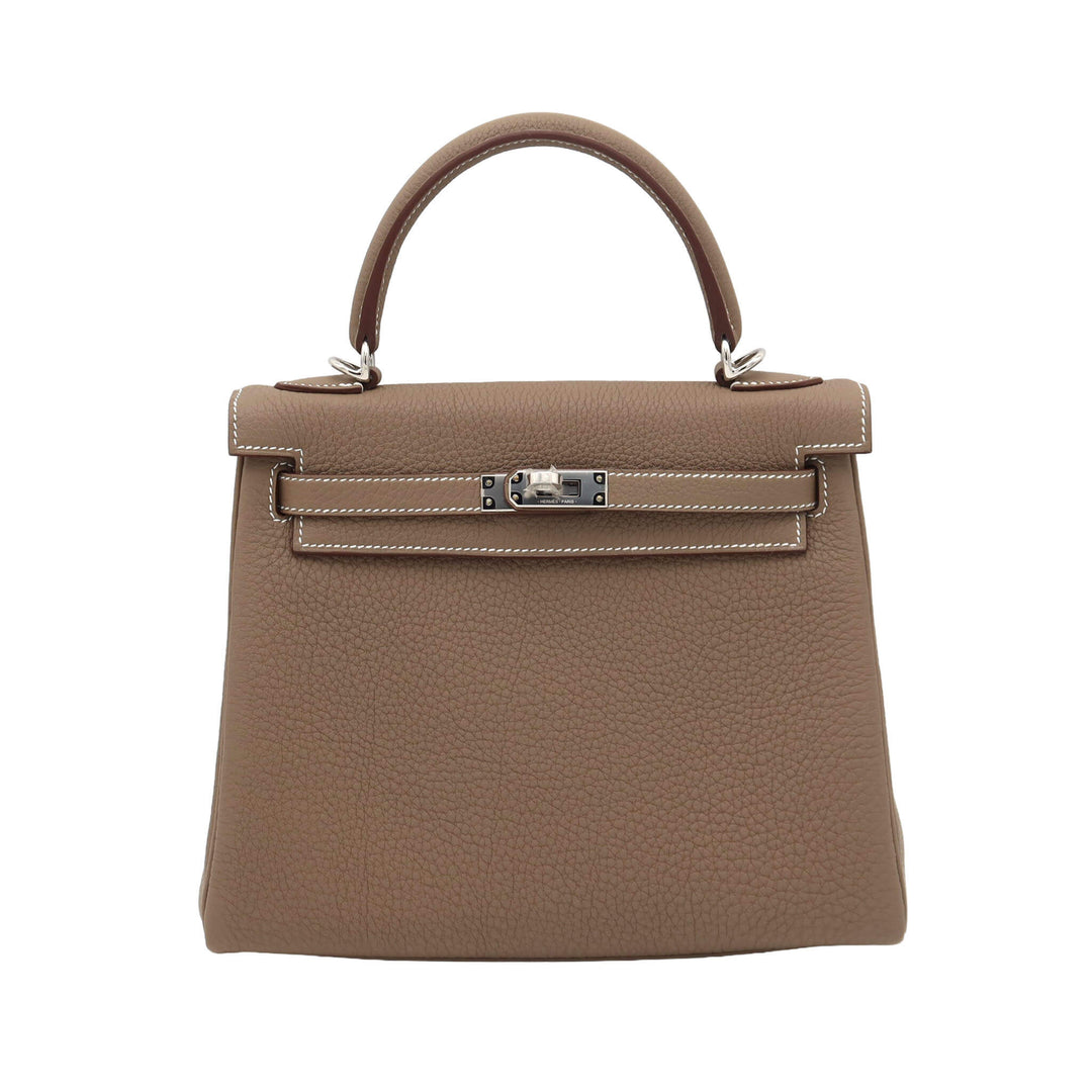 HERMES  エルメス  ケリー 25  エトゥープ  トゴ  シルバー金具  K 刻印 - GINZA CELIA