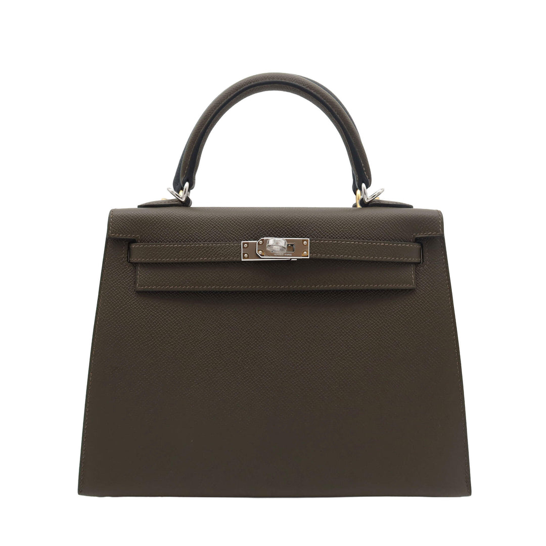 HERMÈS Kelly 25 Vert Rodien Epsom Palladium Hardware (PHW) Stamp G