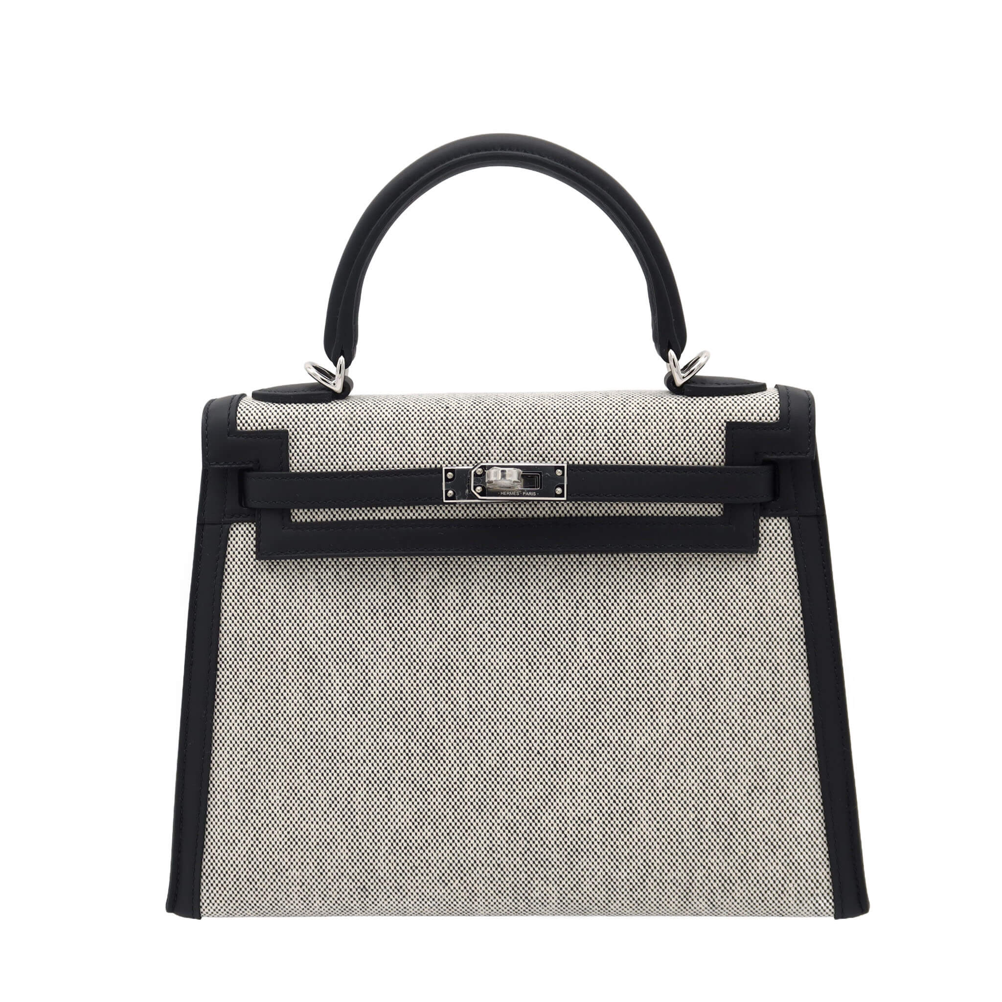 HERMES エルメス ケリー 25 セリエ ブラック エクリュ トワルアッシュ