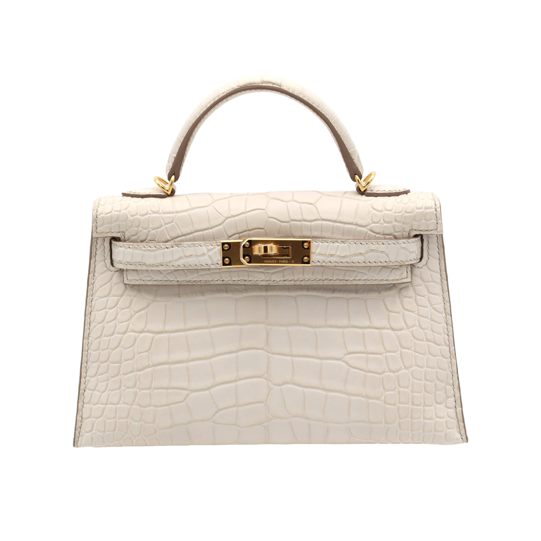 HERMES エルメス ミニケリー ドゥ ベトン アリゲーターマット ゴールド