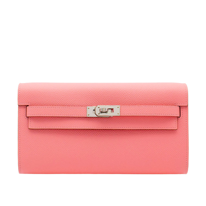 HERMÈS Kelly Wallet to Go Rose Confetti Epsom PHW Stempel K