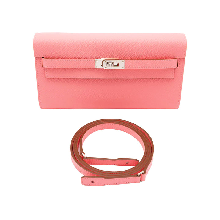 HERMÈS Kelly Wallet to Go Rose Confetti Epsom PHW Stempel K