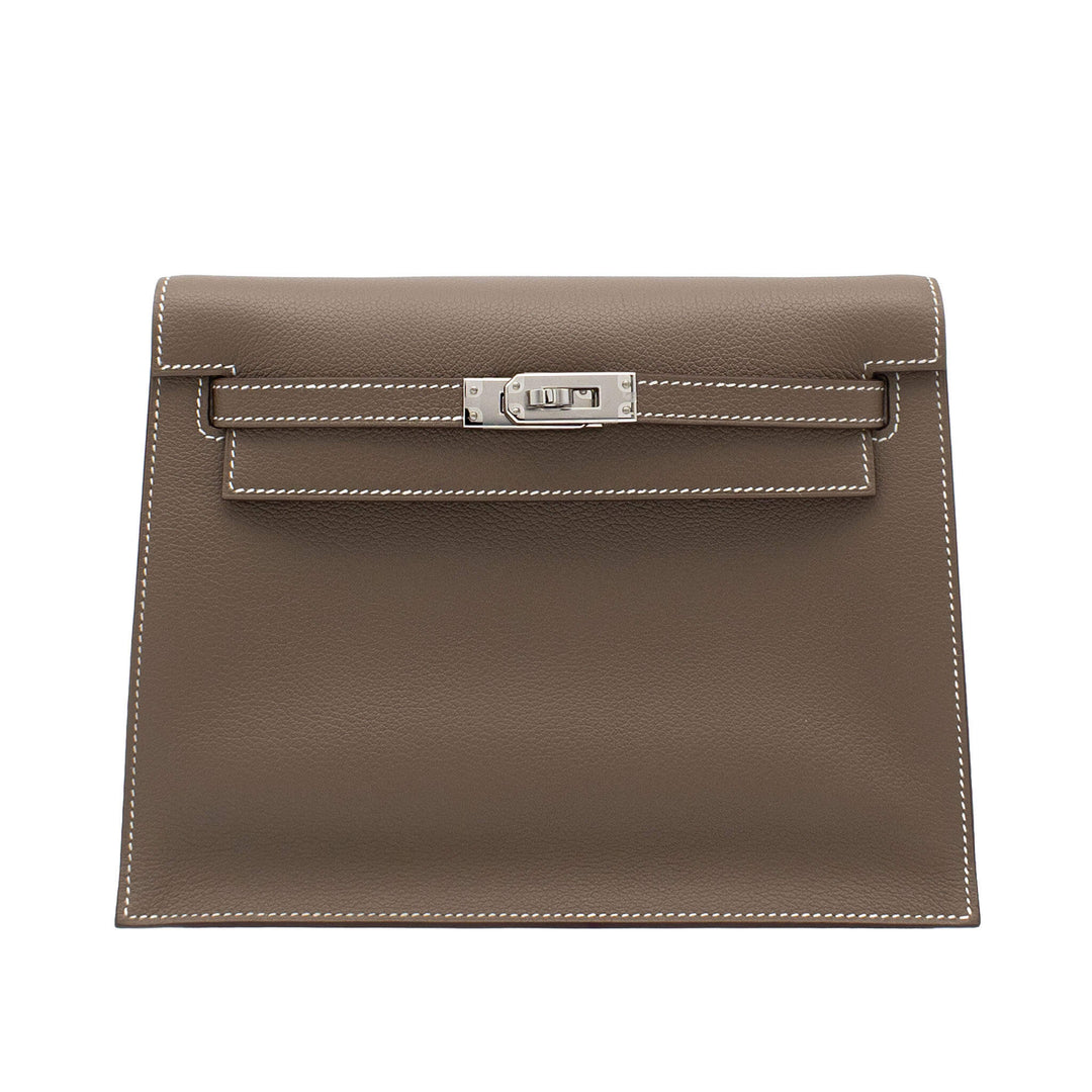 HERMÈS Kelly Danse Etoupe Evercolor Palladium Hardware (PHW) Stamp W