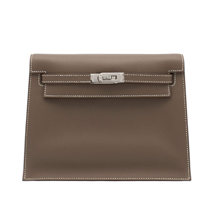 HERMÈS Kelly Danse Etoupe Evercolor Palladium Hardware (PHW) Stamp W