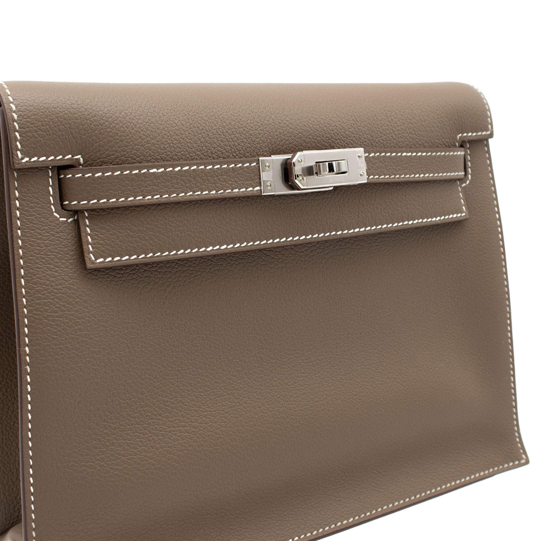 HERMÈS Kelly Danse Etoupe Evercolor Palladium Hardware (PHW) Stamp W