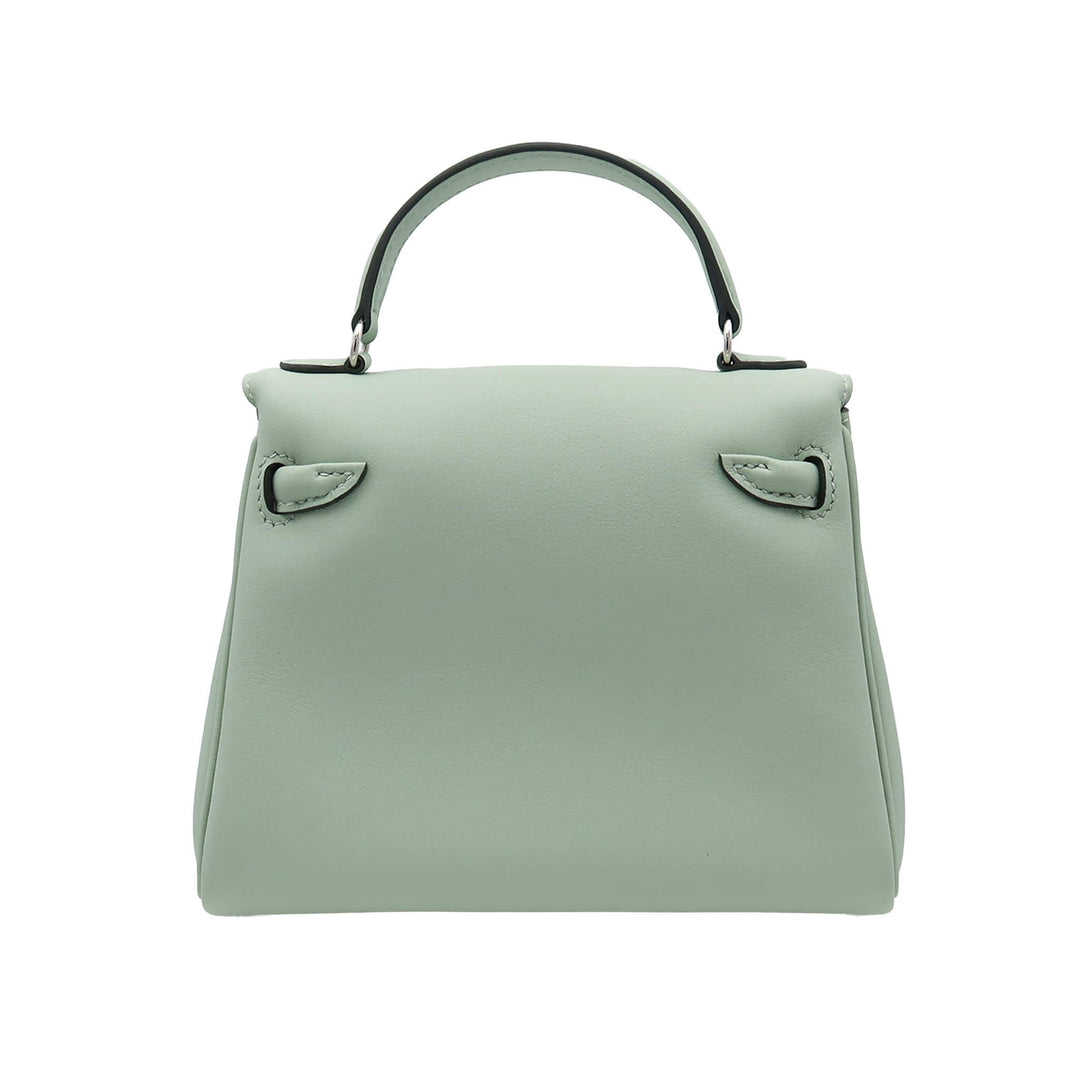 HERMÈS Kelly doll Vert d'Eau/CIEL Swift Palladium Hardware (PHW) Stamp G