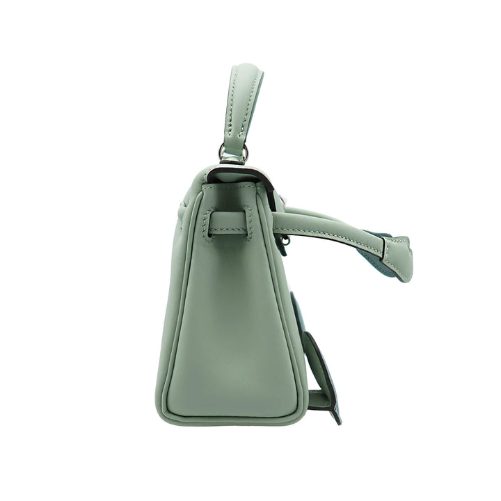 HERMÈS Kelly doll Vert d'Eau/CIEL Swift Palladium Hardware (PHW) Stamp G