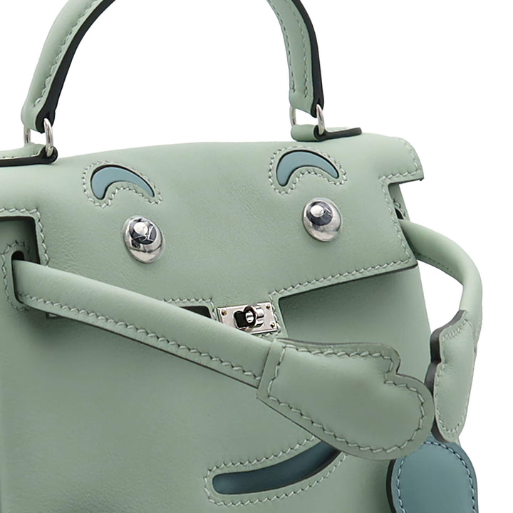 HERMÈS Kelly doll Vert d'Eau/CIEL Swift Palladium Hardware (PHW) Stamp G
