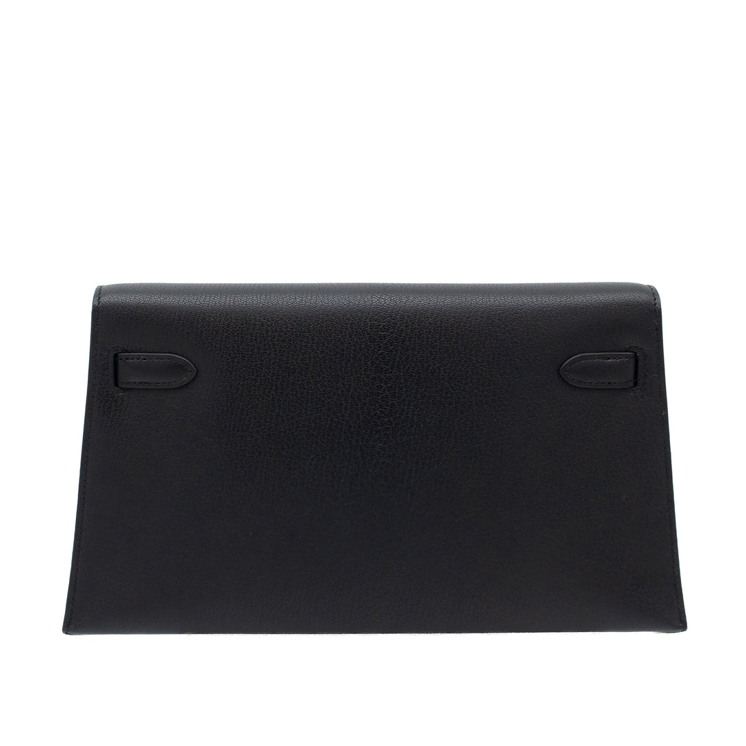 HERMES Kelly Elan Black Chevre Mysore Gold Hardware (GHW) stempel B