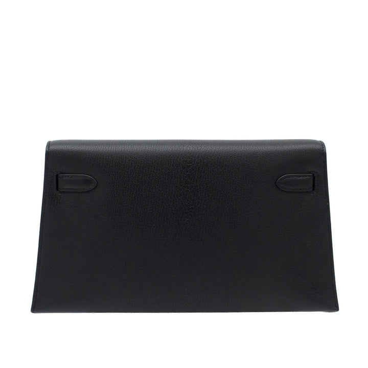 HERMES Kelly Elan Black Chevre Mysore Gold Hardware (GHW) stempel B