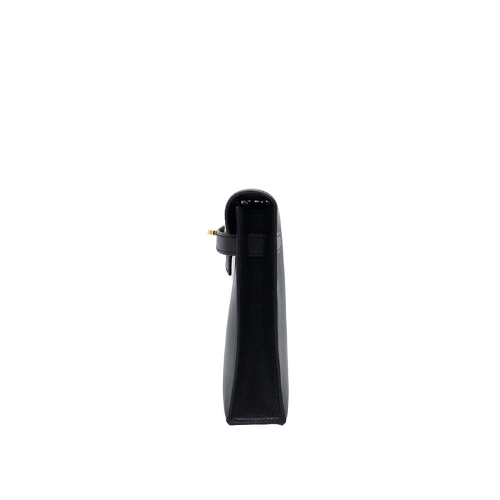 HERMES Kelly Elan Black Chevre Mysore Gold Hardware (GHW) stempel B