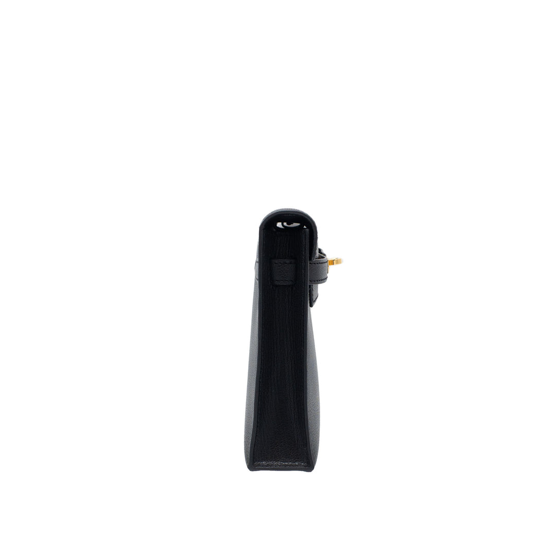 HERMES Kelly Elan Black Chevre Mysore Gold Hardware (GHW) stempel B