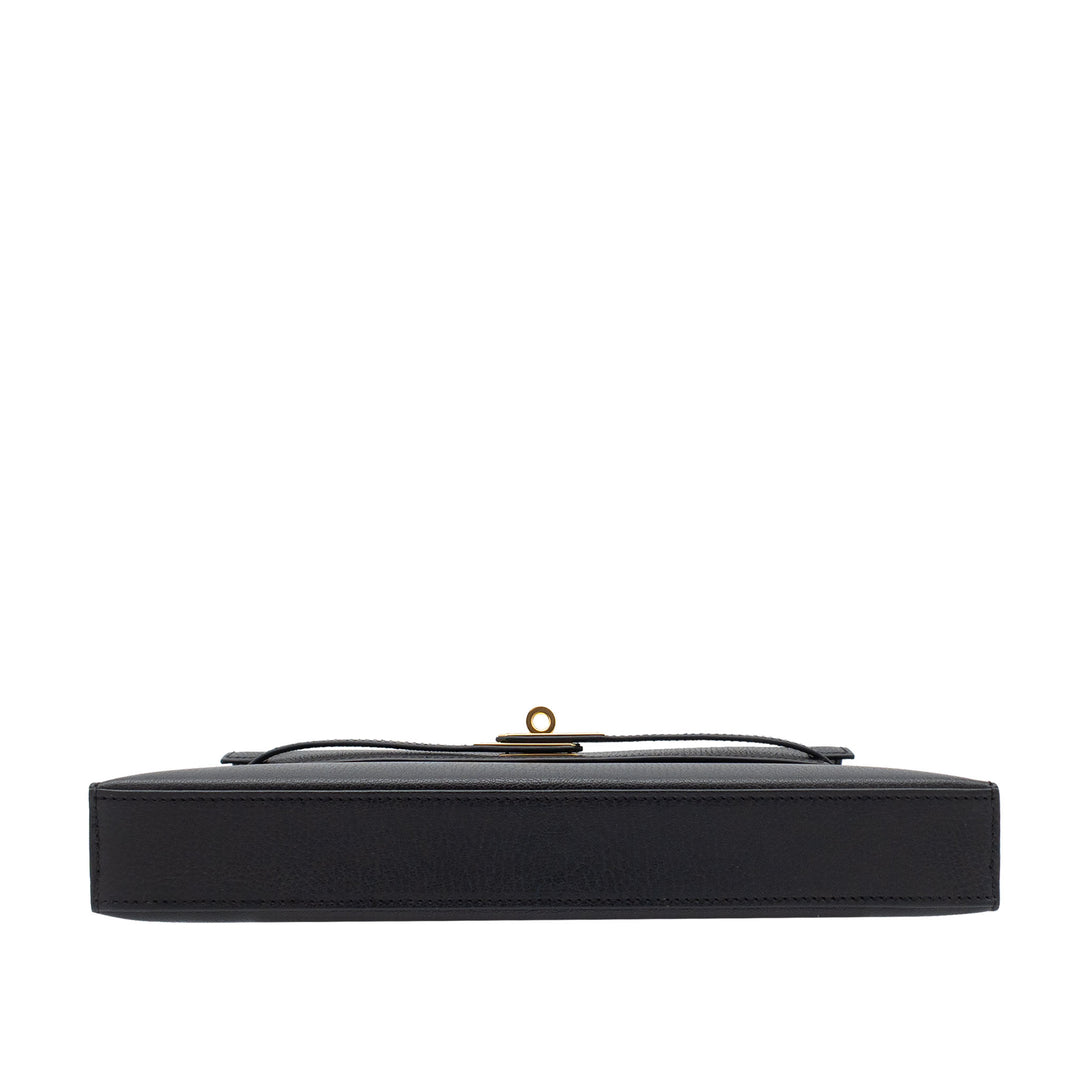 HERMES Kelly Elan Black Chevre Mysore Gold Hardware (GHW) stempel B