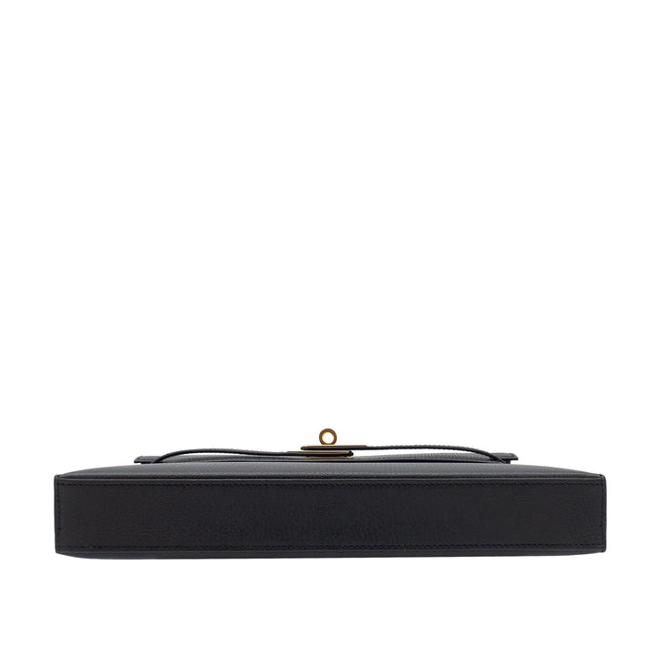 HERMES Kelly Elan Black Chevre Mysore Gold Hardware (GHW) stempel B