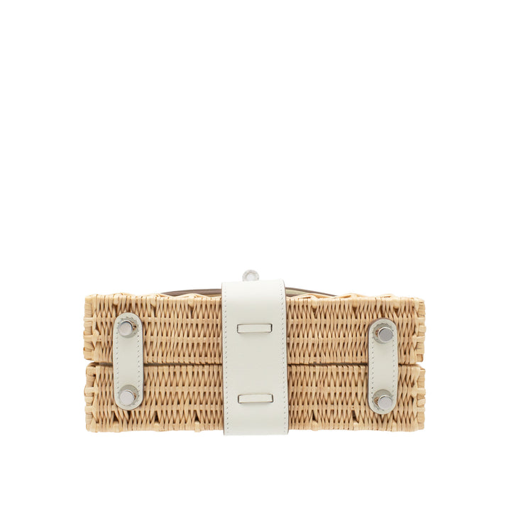 HERMÈS Kelly Picnic Mini Naturel/Mushroom Wicker/Swift Palladium Hardware (PHW) Stamp B