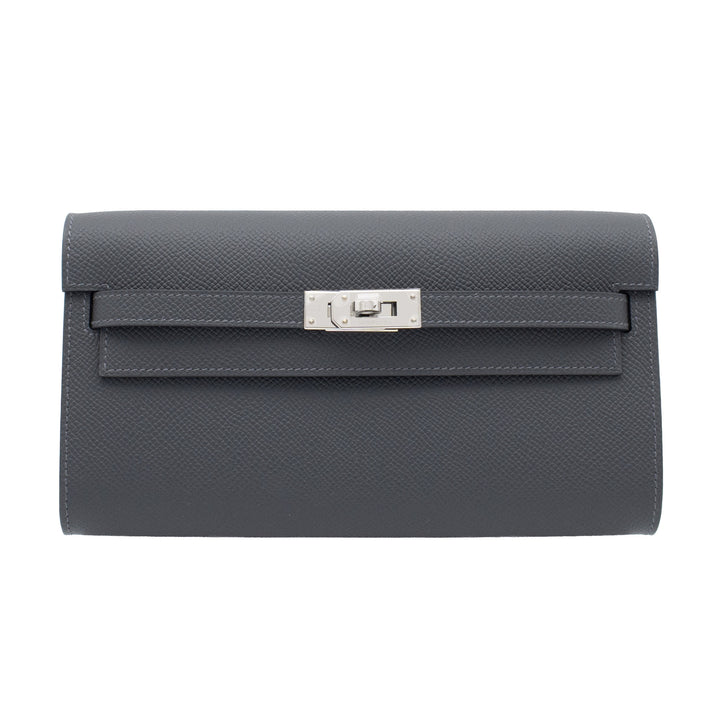 HERMES エルメス ケリーウォレット トゥーゴー グリミスティ エプソン シルバー金具 G刻印 - GINZA CELIA