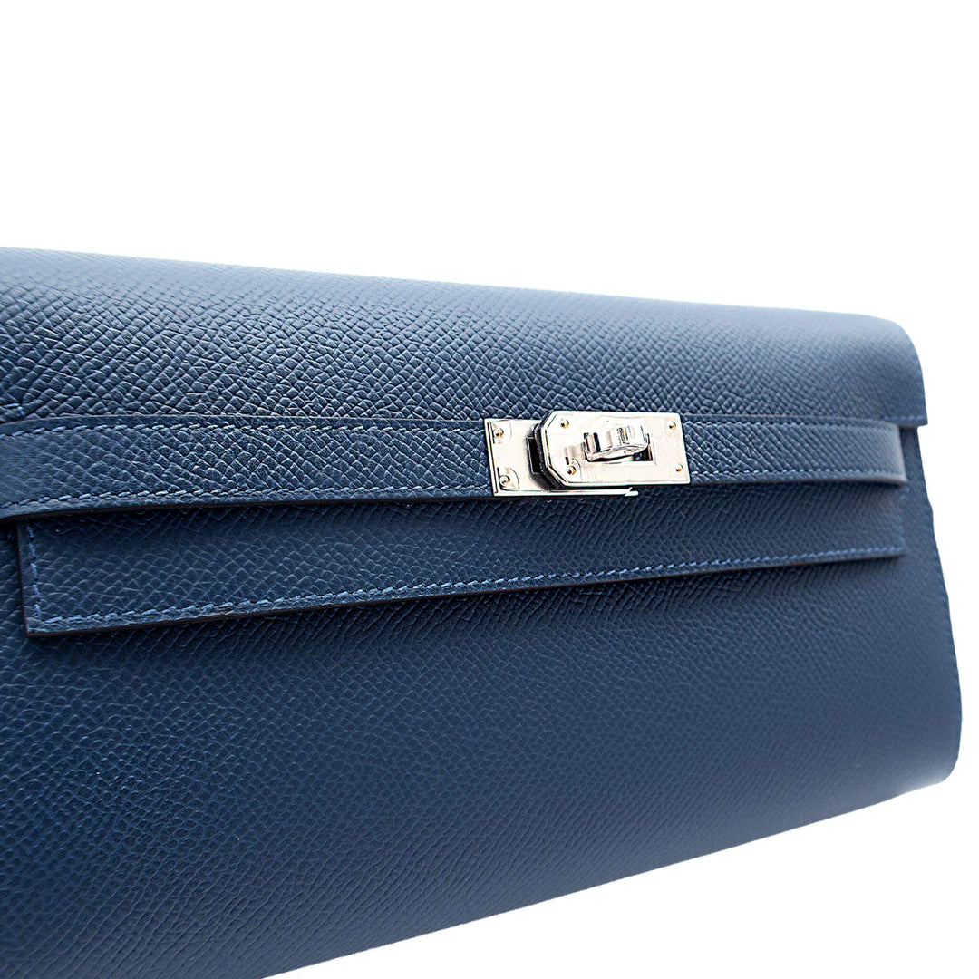 HERMES エルメス ケリーウォレット トゥーゴー ブルーサフィール エプソン シルバー金具 G刻印