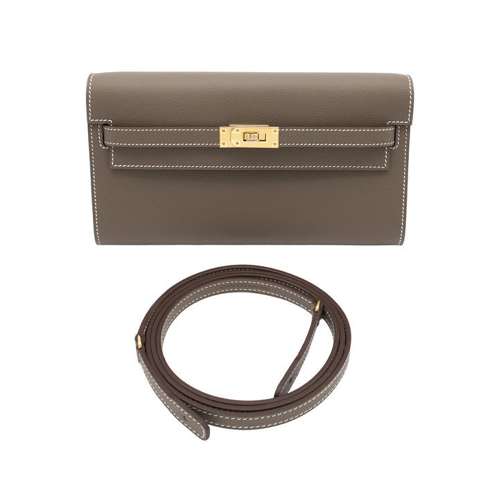 HERMES エルメス ケリーウォレット トゥーゴー エトゥープ エバーカラー ゴールド金具 G刻印 - GINZA CELIA