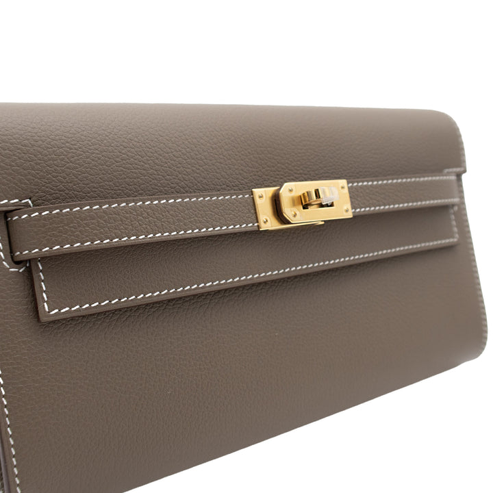HERMES エルメス ケリーウォレット トゥーゴー エトゥープ エバーカラー ゴールド金具 G刻印 - GINZA CELIA