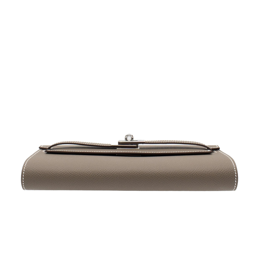 HERMÈS Kelly Wallet Togo Etoupe Epsom Palladium Hardware (PHW) Stamp G