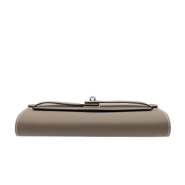 HERMÈS Kelly Wallet Togo Etoupe Epsom Palladium Hardware (PHW) Stamp G