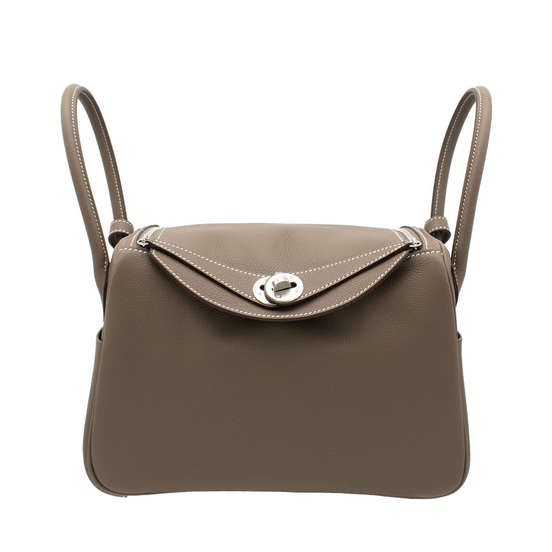 Hermès Lindy 26 Etoupe Evercolor PHW, Stempel G