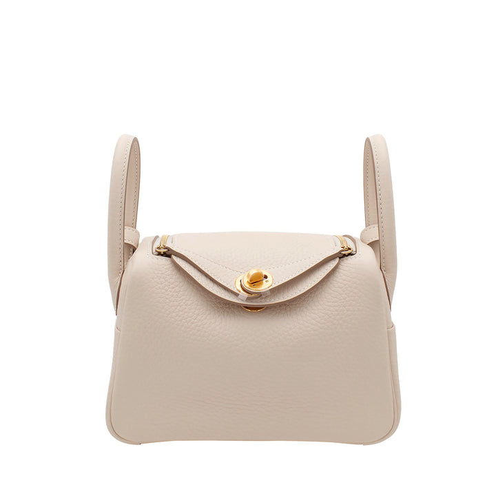 HERMÈS Lindy Mini Craie Clemence Gold Hardware (GHW) Stempel G