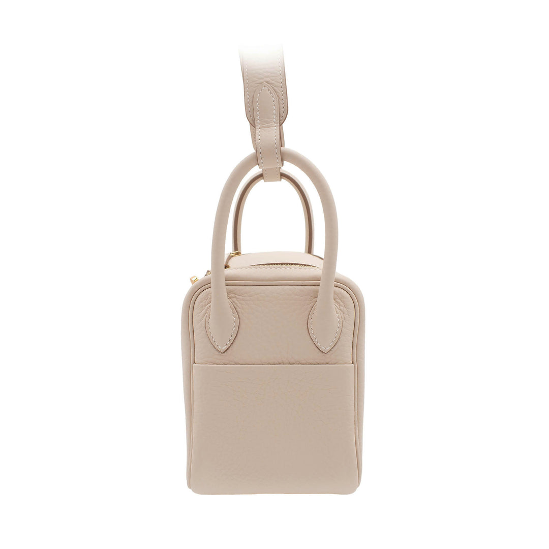 HERMÈS Lindy Mini Craie Clemence Gold Hardware (GHW) Stempel G
