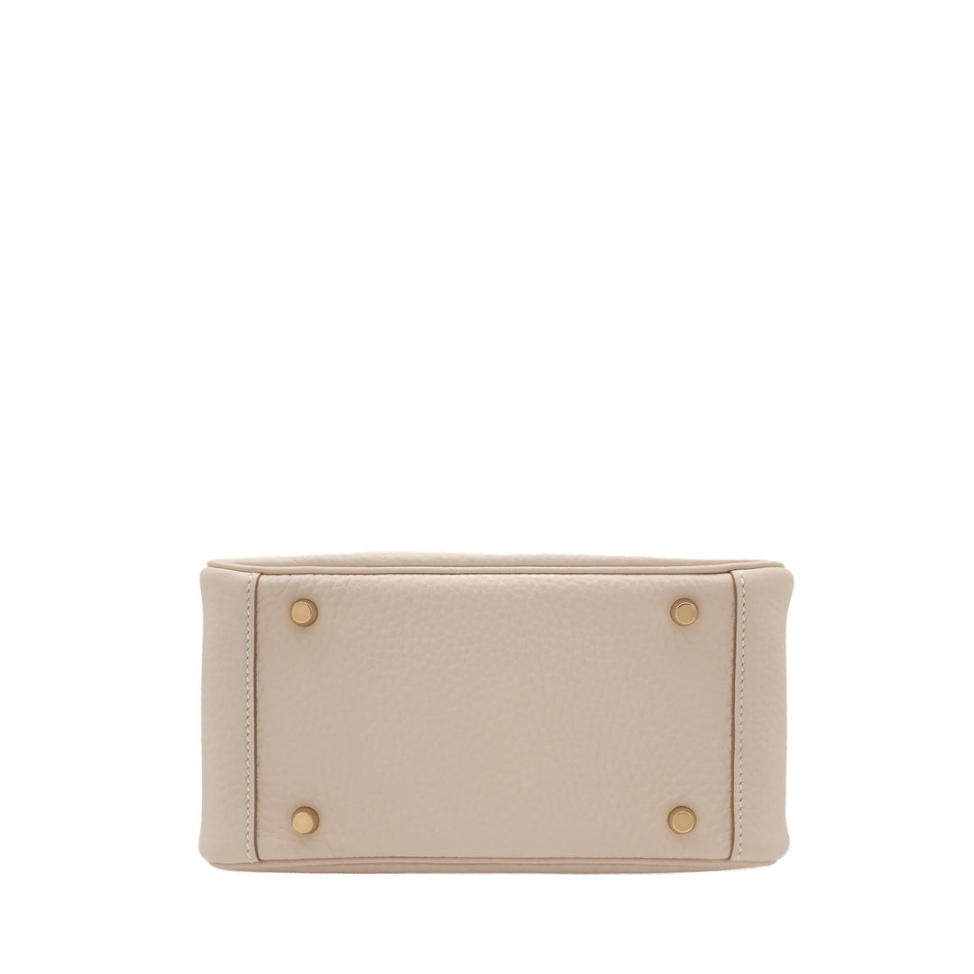 HERMÈS Lindy Mini Craie Clemence Gold Hardware (GHW) Stempel G