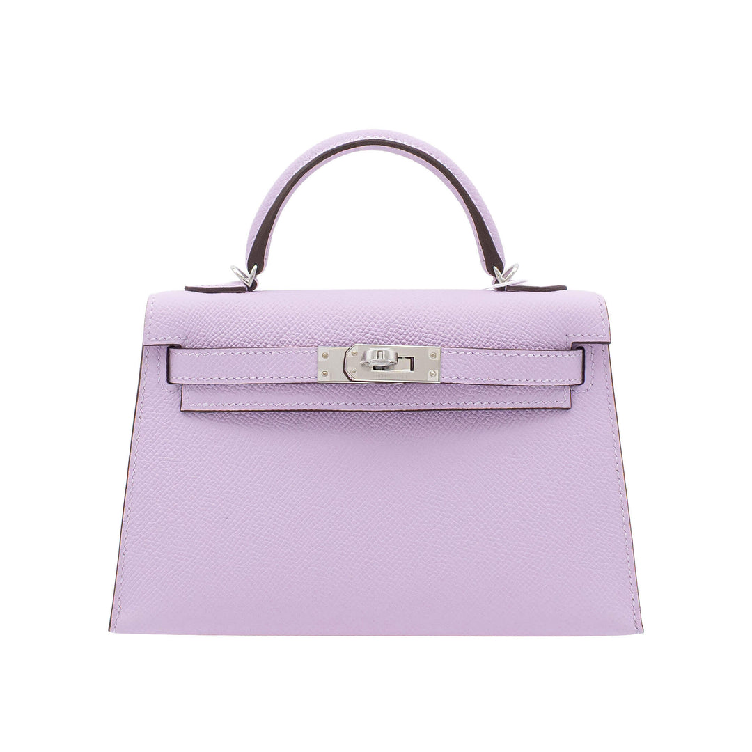 HERMÈS Mini Kelly Doll Guimauve Epsom Palladium Hardware (PHW) Stempel K
