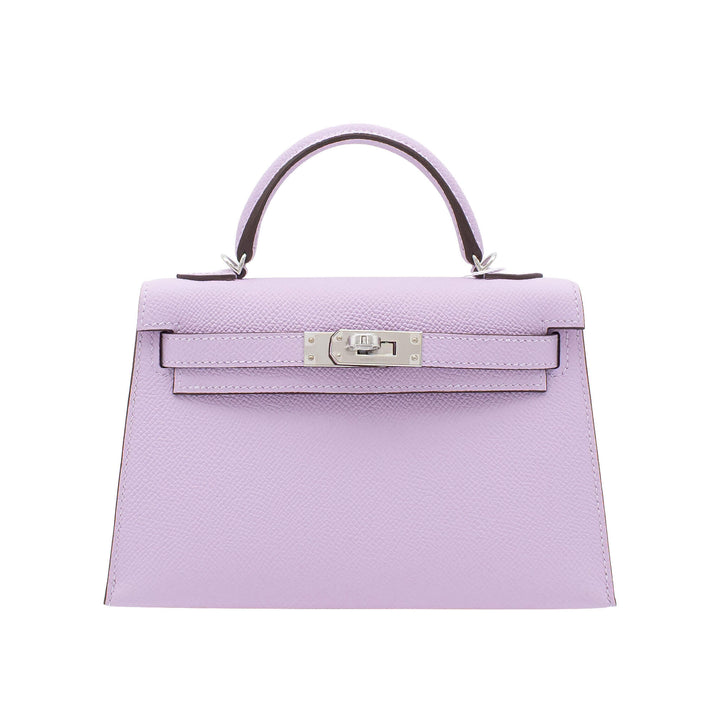 HERMÈS Mini Kelly Doll Guimauve Epsom Palladium Hardware (PHW) Stempel K